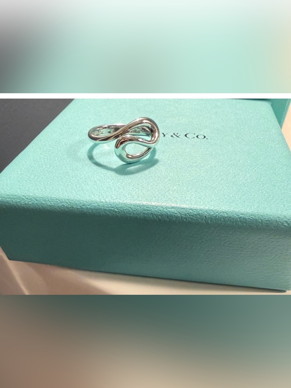 Tiffany & Co. Elsa Peretti Open Wave Sterling Silver Ring Size 5